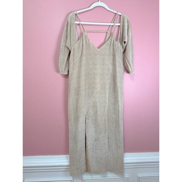 Michelle Mason Sand Cold Shoulder Printed Maxi Dress Size 2/XS - Picture 2 of 8